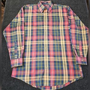 Overton Multicolor Plaid Button-Down  Long Sleeve 100% Cotton Shirt Men's Size M
